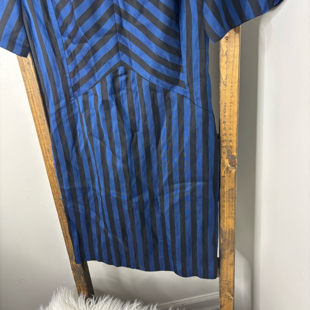 Rebecca Minkoff Blue and Black Striped Mini Dress Size 6 - Picture 3 of 7